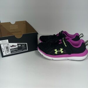 Under Armour Girls Black and Purple Sneakers size 13 Brand New